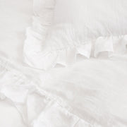 Pom Pom at Home Charlie White Linen Ruffled Duvet Cover and Pillow Shams ~ Available in Twin, Queen and King Sizes