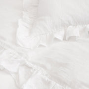 Pom Pom at Home Charlie White Linen Ruffled Duvet Cover and Pillow Shams ~ Available in Twin, Queen and King Sizes