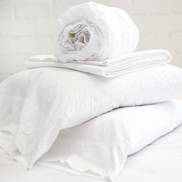 Pom Pom at Home Cotton Percale White Sheet Set ~ Available in Twin, Queen and King Sizes