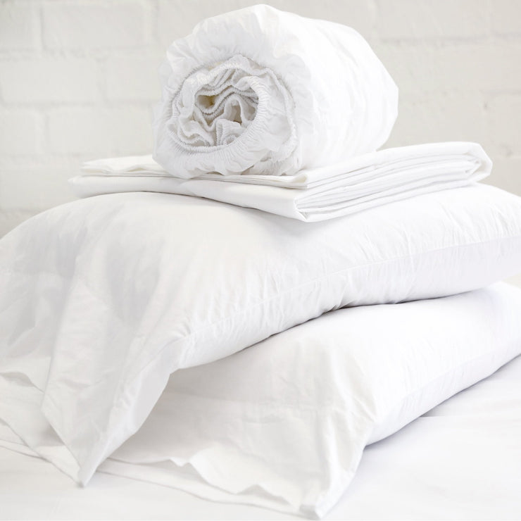 Pom Pom at Home Cotton Percale White Sheet Set ~ Available in Twin, Queen and King Sizes
