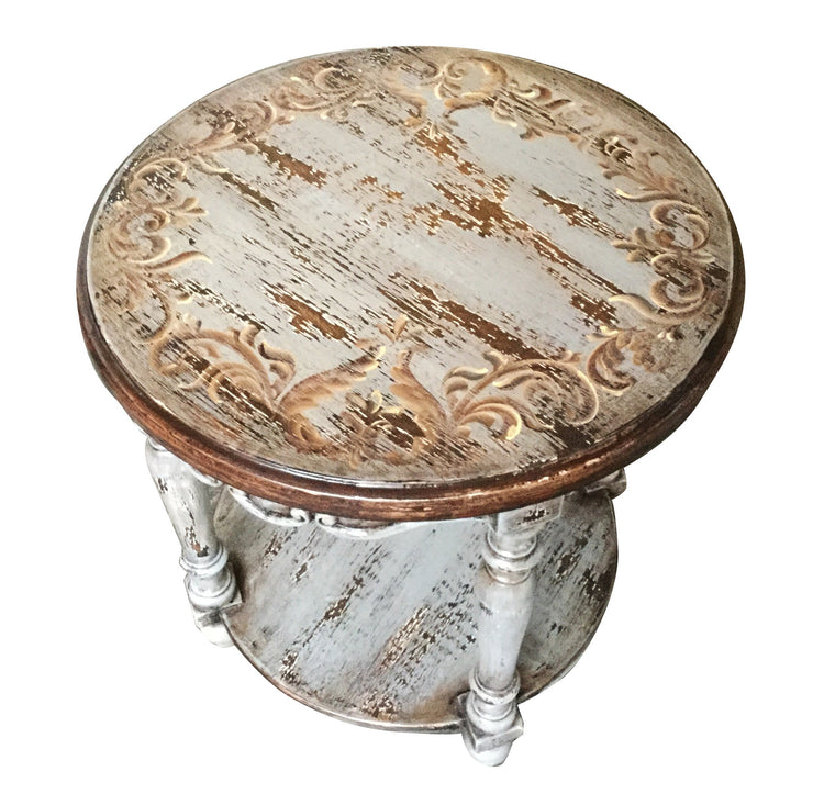 Casa Bonita Peruvian Hand-Painted Carved Wood Del Mar Round Table