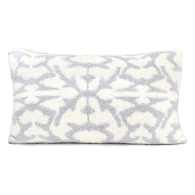 Kashwere Ultra Soft Ice Blue with Crème 16 x 28 Damask Pillow