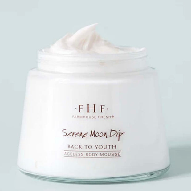 Farmhouse Fresh Serene Moon Dip Back To Youth Body Mousse 8 oz. Glass Jar With Scoop