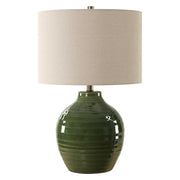 Casa Bella Living Textured Rich Moss Green Glazed Ceramic Lamp