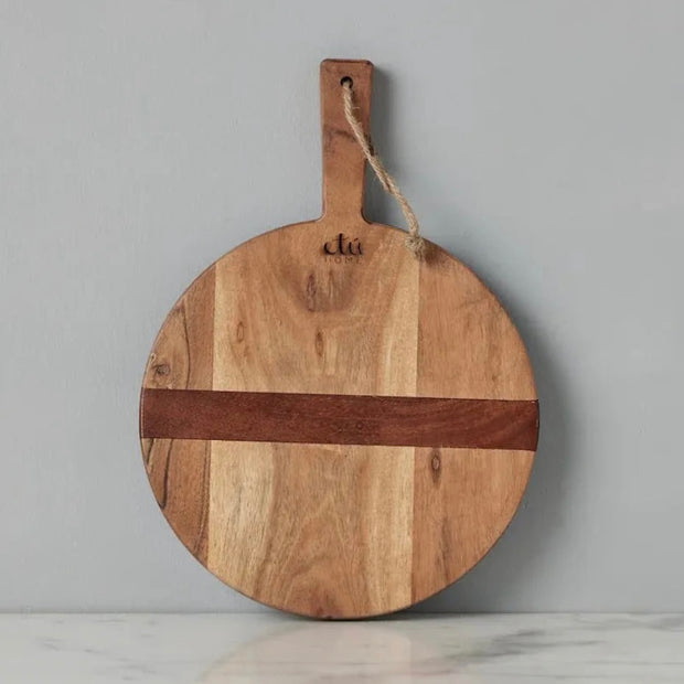 etúHOME Natural Acacia Wood Round Charcuterie Board ~ Extra Small