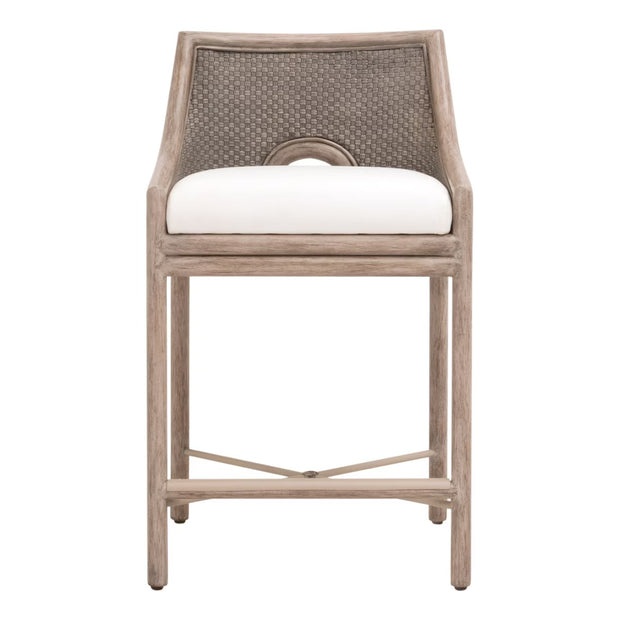 Essentials For Living Adamo Counter Stool ~ French Gray Cabana Loom, LiveSmart Peyton-Pearl With French Gray Mahogany Frame