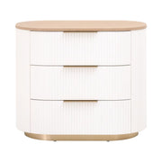 Essentials For Living Arden 3-Drawer Nightstand ~ Light Honey Oak and Matte White, Brushed Brass Hardware