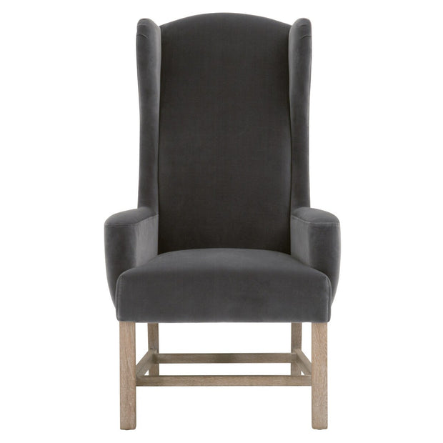 Essentials For Living Bennett Arm Dining Chair ~ Dark Dove Velvet With Natural Gray Oak  Frame
