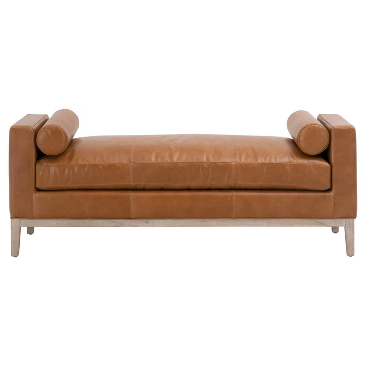 Essentials For Living Keaton Upholstered Bench ~ Whiskey Brown Top Grain Leather