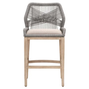 Essentials For Living Loom BarStool~ Platinum Rope, Light Gray With Natural Gray Mahogany Frame