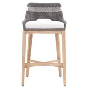Essentials For Living Tapestry BarStool ~ Dove Flat Rope, White Speckle Stripe, Performance White Speckle With Natural Gray Mahogany Frame