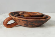 etúHOME Vintage Wood Bowl with Iron Handle, Medium