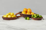 etúHOME Vintage Wood Bowl with Iron Handle, Medium