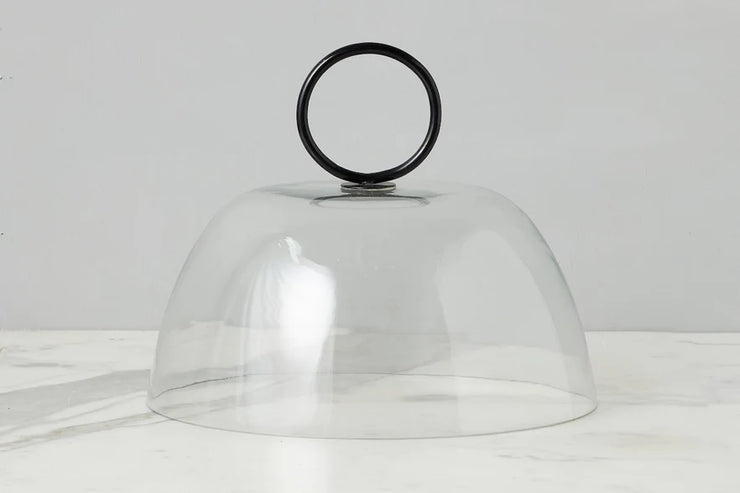 etúHOME Glass Dome Food Cover, Black Ring Handle, Large