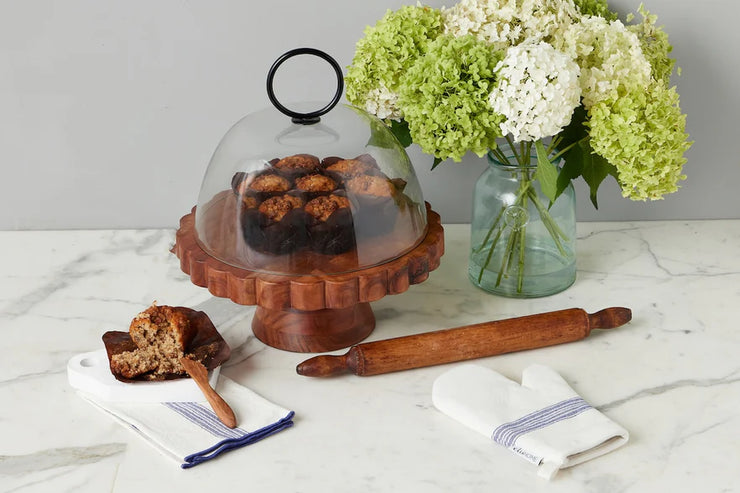 etúHOME Glass Dome Food Cover, Black Ring Handle, Large