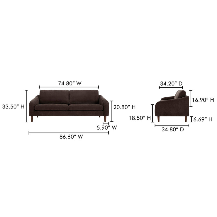 Moe's Home Collection Quinn Dark Brown Sofa