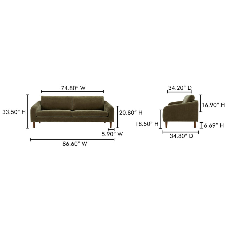 Moe's Home Collection Quinn  Cedar Green Sofa