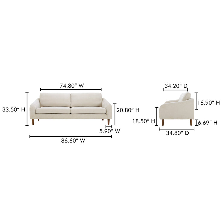 Moe's Home Collection Quinn Oatmeal Sofa