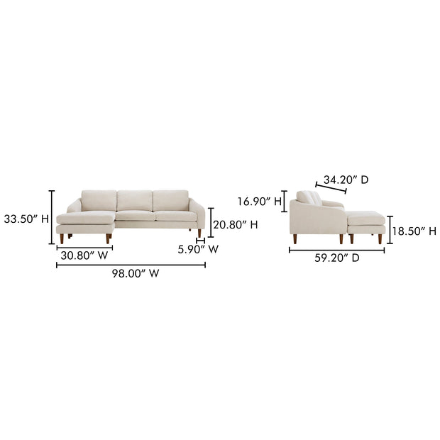 Moe's Home Collection Quinn Oatmeal Sectional