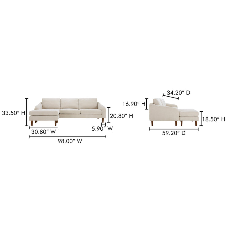 Moe's Home Collection Quinn Oatmeal Sectional