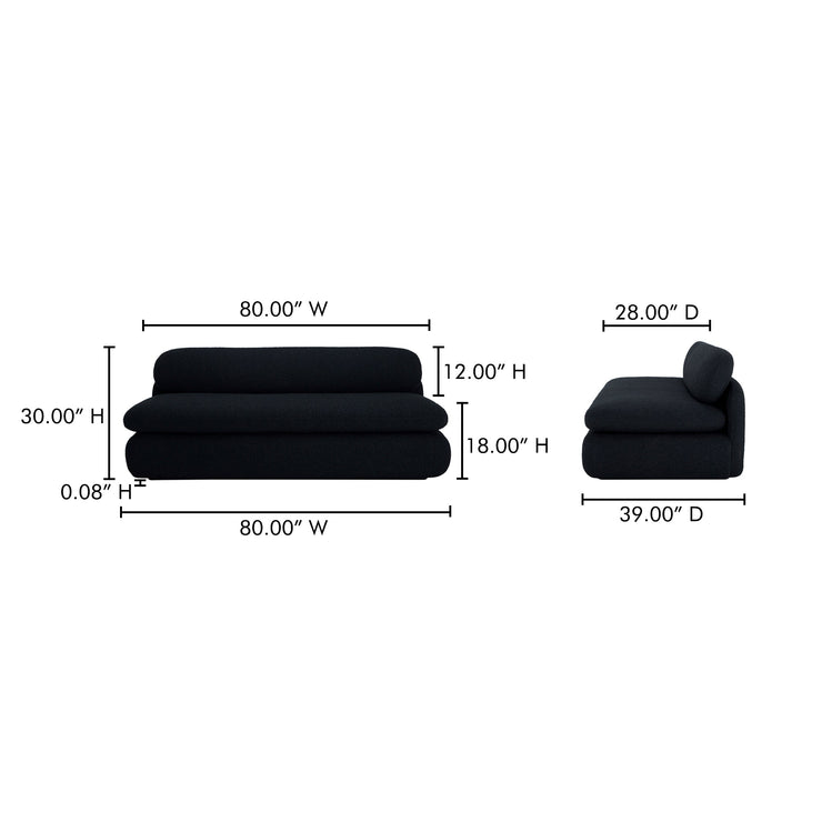 Moe's Home Collection Scout Black Sofa
