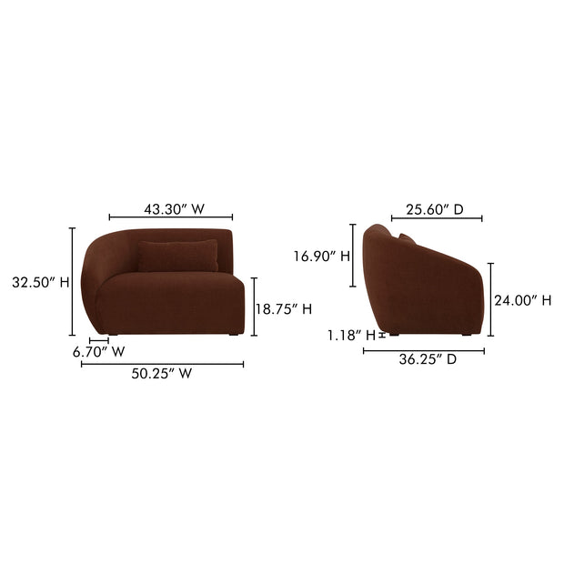 Moe's Home Collection Amelia Chestnut Left Arm Facing Chair