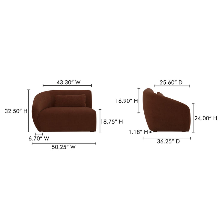 Moe's Home Collection Amelia Chestnut Left Arm Facing Chair