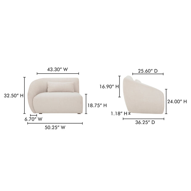 Moe's Home Collection Amelia Warm White Left Arm Facing Chair