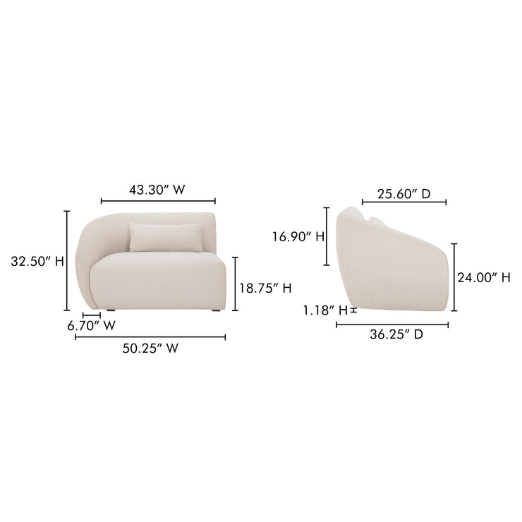 Moe's Home Collection Amelia Warm White Left Arm Facing Chair
