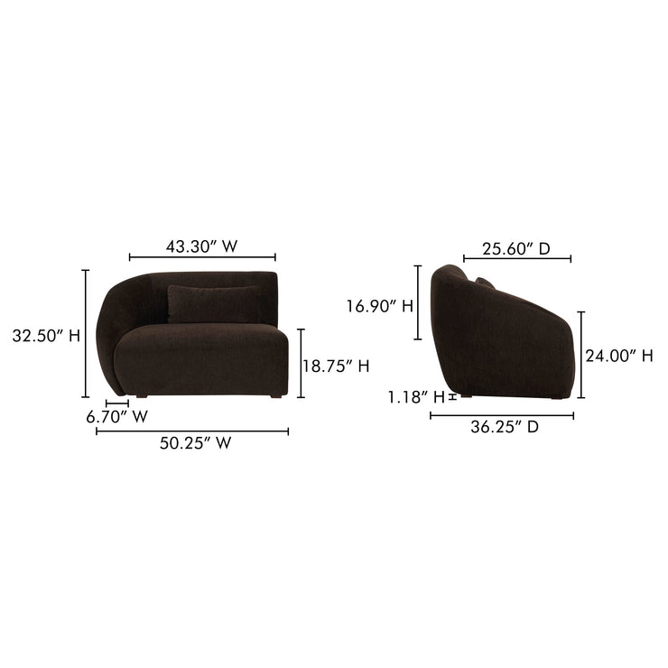 Moe's Home Collection Amelia Espresso Left Arm Facing Chair