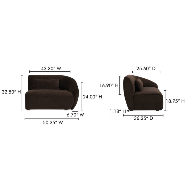 Moe's Home Collection Amelia Espresso Right Arm Facing Chair