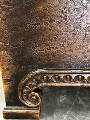 Casa Bonita Peruvian Hand-Painted Carved Wood and Tufted Linen Francesca King Size Bed