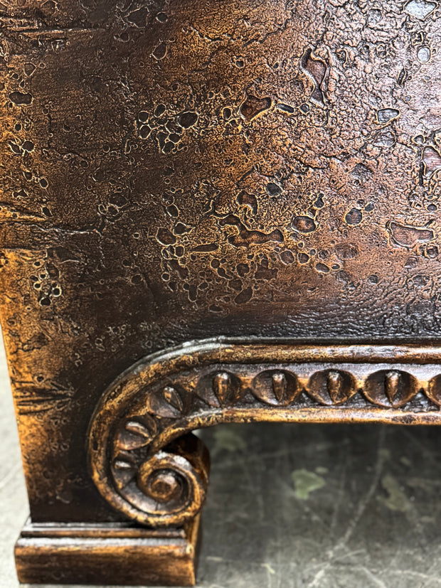 Casa Bonita Peruvian Hand-Painted Carved Wood and Tufted Linen Francesca King Size Bed