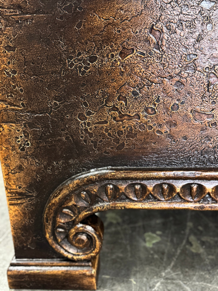 Casa Bonita Peruvian Hand-Painted Carved Wood and Tufted Linen Francesca King Size Bed