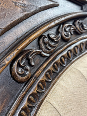 Casa Bonita Peruvian Hand-Painted Carved Wood and Tufted Linen Francesca King Size Bed