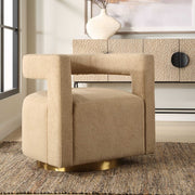 Uttermost Grounded Toast Boucle Fabric Modern Swivel Chair
