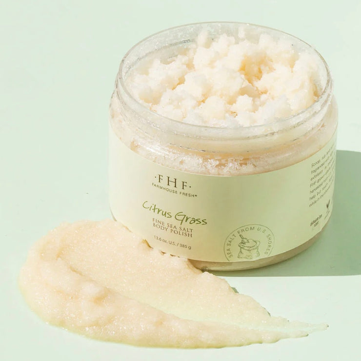 Farmhouse Fresh Citrus Grass Fine Sea Salt Body Scrub 12 oz. Jar