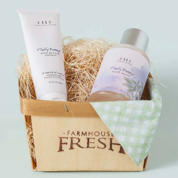 Farmhouse Fresh Fluffy Bunny Harvest Gift Basket ~ Shea Butter Hand Cream and Body Wash ~ HOLIDAY SALE ~ Limited Quantity
