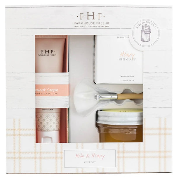 Farmhouse Fresh Milk and Honey Deluxe Boxed Gift Set ~ Honey Heel Glaze and Sweet Cream Body Milk
