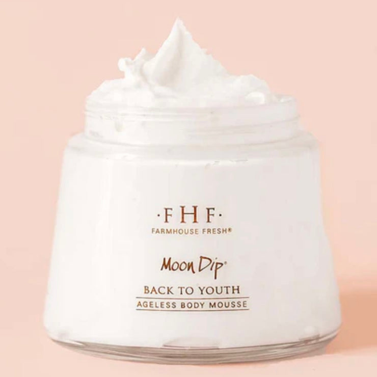 Farmhouse Fresh Moon Dip Back To Youth Body Mousse 8 oz. Glass Jar With Scoop