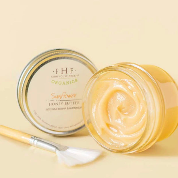 Farmhouse Fresh Sunflower Honey Butter 3 oz. Glass Jar With Brush