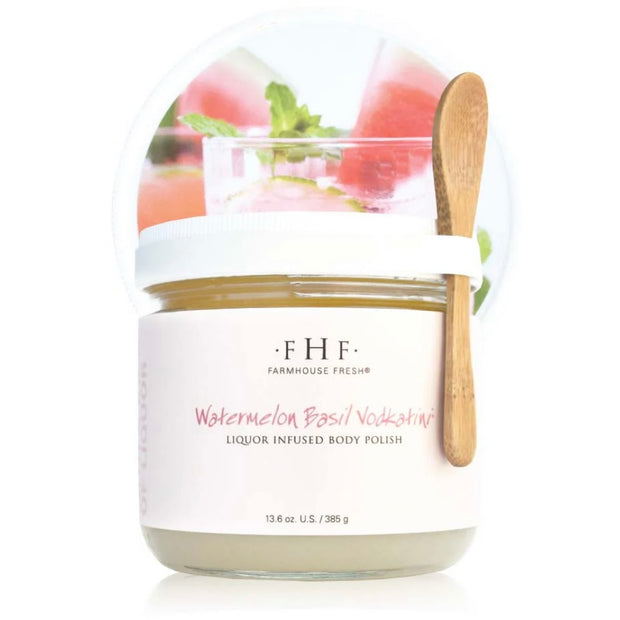 Farmhouse Fresh Watermelon Basil Vodkatini Liquor Infused Body Polish 12 oz. Jar with Spoon ~ HOLIDAY SALE  ~ Limited Quantity