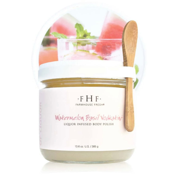 Farmhouse Fresh Watermelon Basil Vodkatini Liquor Infused Body Polish 12 oz. Jar with Spoon ~ HOLIDAY SALE  ~ Limited Quantity