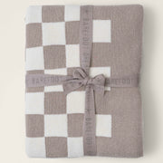 Barefoot Dreams CozyChic Cotton Fauna and Cream Checkered Throw Blanket