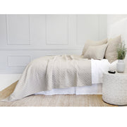 Pom Pom at Home Hampton Flax Linen Diamond Quilted Coverlet and Pillow Shams ~ Available in Twin, Queen and King Sizes