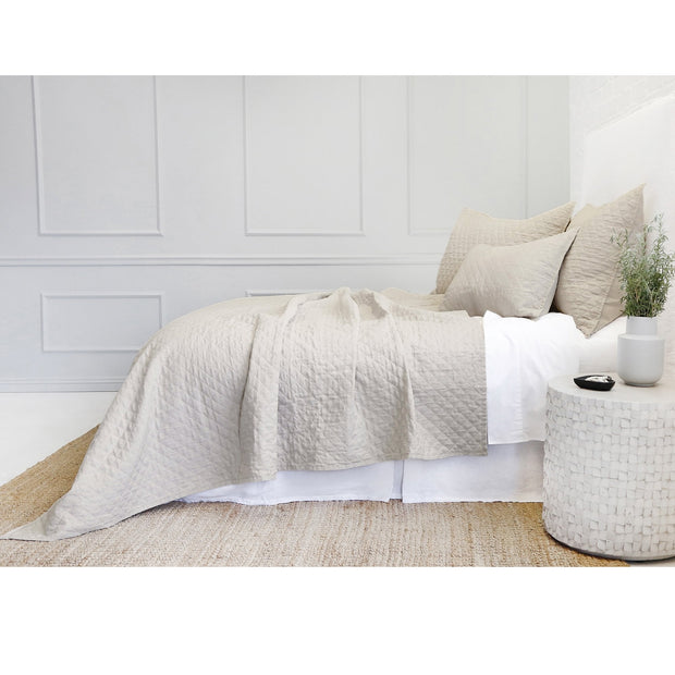 Pom Pom at Home Hampton Flax Linen Diamond Quilted Coverlet and Pillow Shams ~ Available in Twin, Queen and King Sizes