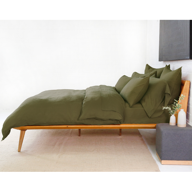 Pom Pom at Home Parker Forest Linen Duvet Cover Set ~ Available in Twin, Queen and King Sizes