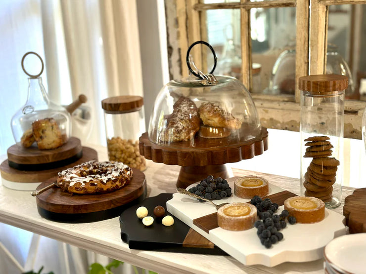 etúHOME Glass Dome Food Cover, Black Ring Handle, Large