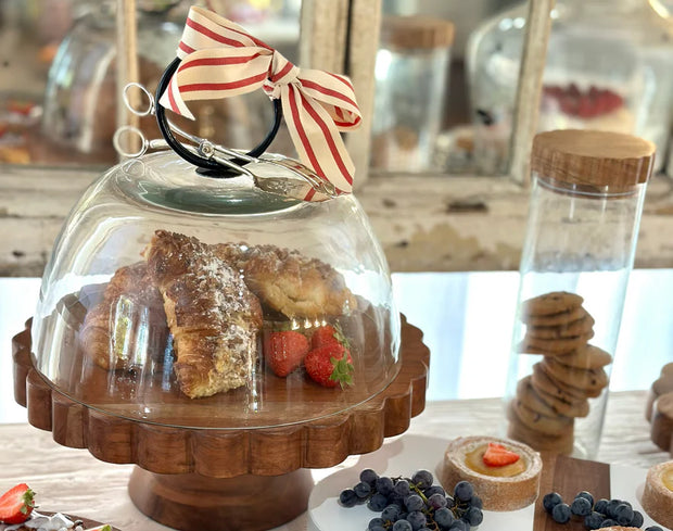 etúHOME Glass Dome Food Cover, Black Ring Handle, Large