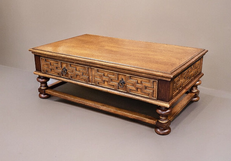 Casa Bonita Peruvian Hand-Painted Carved Wood Granada Coffee Table